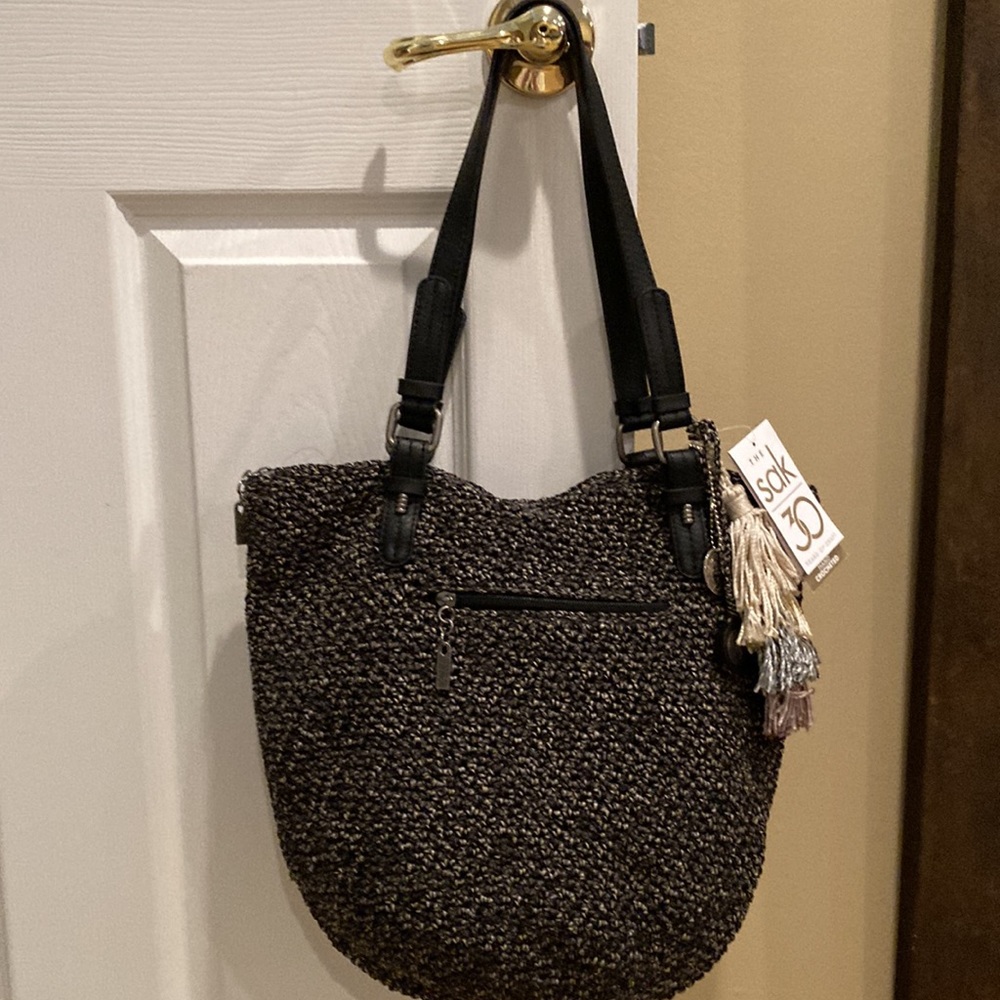 Brand new never used the sack boucle black and beige shoulder bag